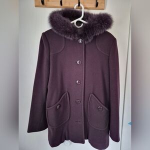 Marvin Richards Women's Purple Fur-Trimmed Short Coat